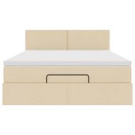 Османска легло с матрак, кремаво, 140x200 см, плат