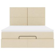 Османска легло с матрак, кремаво, 140x200 см, плат