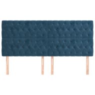 Табла за легло, тъмносиня, 180x7x118/128 см, кадифе