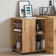 Шкаф с колелца, дъб артизан, 60x53x72 см, инженерно дърво