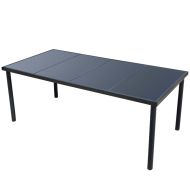 Градински трапезен комплект, 9 части, стомана, черен