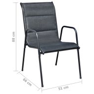 Градински трапезен комплект, 9 части, стомана, черен