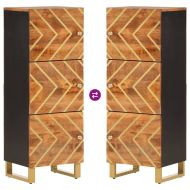 Висок шкаф, кафяво и черно, 40x33,5x110 см, мангово дърво масив