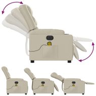 Електрически масажен реклайнер стол, кремав, изкуствена кожа