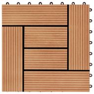 22 бр декинг плочки, 30x30 см, 2 кв.м., WPC, тиков цвят