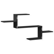 Стенен рафт, черен, 104x15x49 см, инженерно дърво