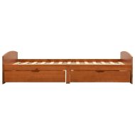 Рамка за легло с 2 чекмеджета меденокафява бор масив 90х200 см