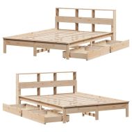 Легло с етажерка за книги, без матрак, 140x200 см, бор масив