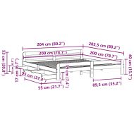 Рамка за легло без матрак 200x200 см масивна чамова дървесина
