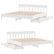 Рамка за легло без матрак, бял, 200x200 см, бор масив
