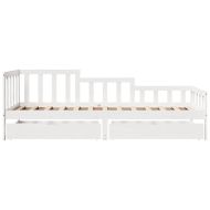 Легло с чекмеджета, без матрак, бяло, 80x200 см, масивно дърво