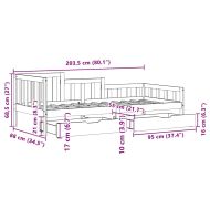 Легло с чекмеджета, без матрак, бяло, 80x200 см, масивно дърво