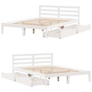 Рамка за легло без матрак, бял, 140x190 см, бор масив