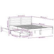 Рамка за легло без матрак, бял, 140x190 см, бор масив