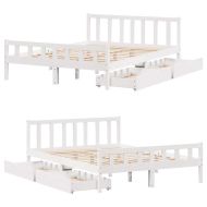 Рамка за легло без матрак, бял, 160x200 см, бор масив