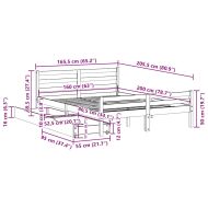 Рамка за легло без матрак, 160x200 см, масивна чамова дървесина