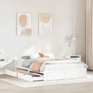 Рамка за легло без матрак, бял, 140x200 см, бор масив