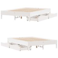 Рамка за легло без матрак, бял, 160x200 см, бор масив