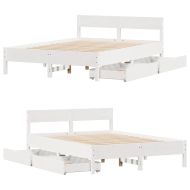 Рамка за легло без матрак, бял, 120x200 см, бор масив