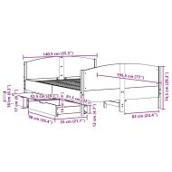 Рамка за легло без матрак, бял, 135x190 см, бор масив