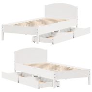 Рамка за легло без матрак, бял, 100x200 см, бор масив