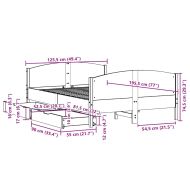 Рамка за легло без матрак, бял, 120x190 см, борово дърво масив