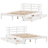 Рамка за легло, с чекмеджета, без матрак, бяла, 120x200 см