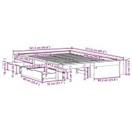 Рамка за легло без матрак, бял, 140x190 см, бор масив