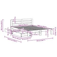 Рамка за легло без матрак, бял, 140x190 см, бор масив