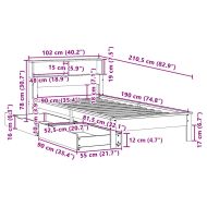 Легло с рафтове за книги, без матрак, бял, 90x190 см, бор масив