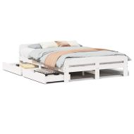 Рамка за легло без матрак, бял, 160x200 см, бор масив