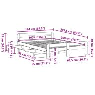 Рамка за легло без матрак, бял, 160x200 см, бор масив