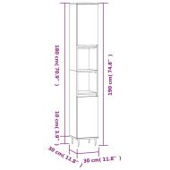 Шкаф за баня, опушен дъб, 30x30x190 см, инженерно дърво