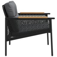 Градински столове с възглавници, 2 бр, черен, стомана