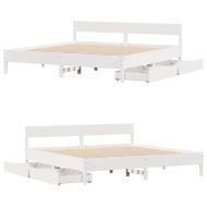 Рамка за легло без матрак, бял, 200x200 см, бор масив