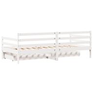 Легло с чекмеджета, без матрак, бяло, 90x200 см, масивно дърво