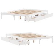 Рамка за легло без матрак, бял, 120x200 см, бор масив