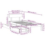 Рамка за легло без матрак, бял, 100x200 см, бор масив