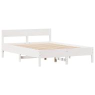 Рамка за легло без матрак, бял, 140x200 см, бор масив