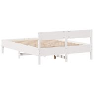 Рамка за легло без матрак, бял, 140x200 см, бор масив