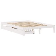 Рамка за легло, с чекмеджета, без матрак, бяла, 150x200 см