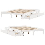 Рамка за легло, с чекмеджета, без матрак, бяла, 120x200 см