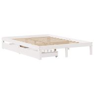 Рамка за легло, с чекмеджета, без матрак, бяла, 160x200 см