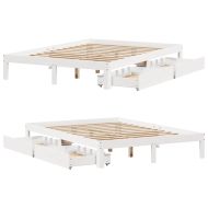 Рамка за легло, с чекмеджета, без матрак, бяла, 160x200 см