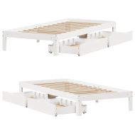 Рамка за легло, с чекмеджета, без матрак, бяла, 100x200 см