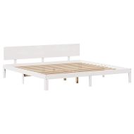 Рамка за легло, с чекмеджета, без матрак, бяла, 200x200 см