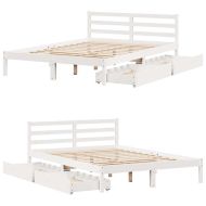 Рамка за легло без матрак, бял, 120x200 см, бор масив