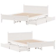 Рамка за легло без матрак, бял, 120x200 см, бор масив