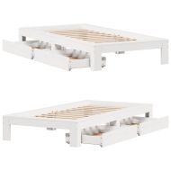 Рамка за легло без матрак, бял, 75x190 см, борово дърво масив