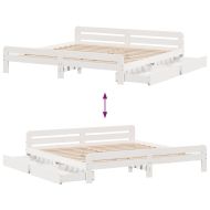 Рамка за легло без матрак, бял, 180x200 см, бор масив
